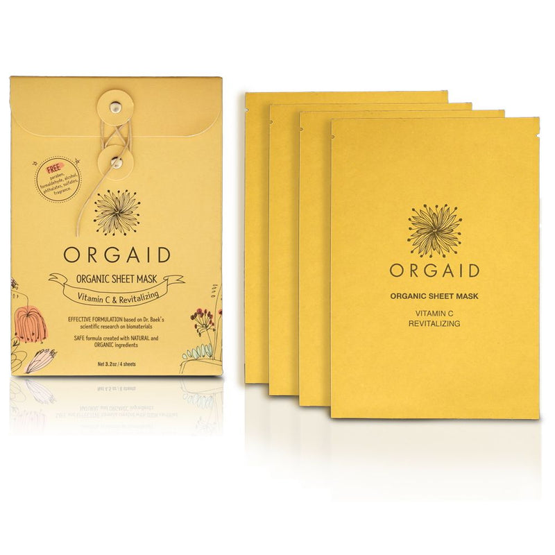 ORGAID Vitamin C & Revitalizing Sheet Mask Box (pack of 4).